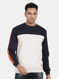 T-Base Round Neck Colourblocked Pullover Sweatshirt