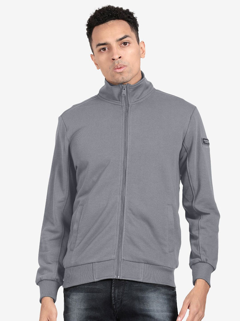 T-Base High Collar Front Open Sweatshirt