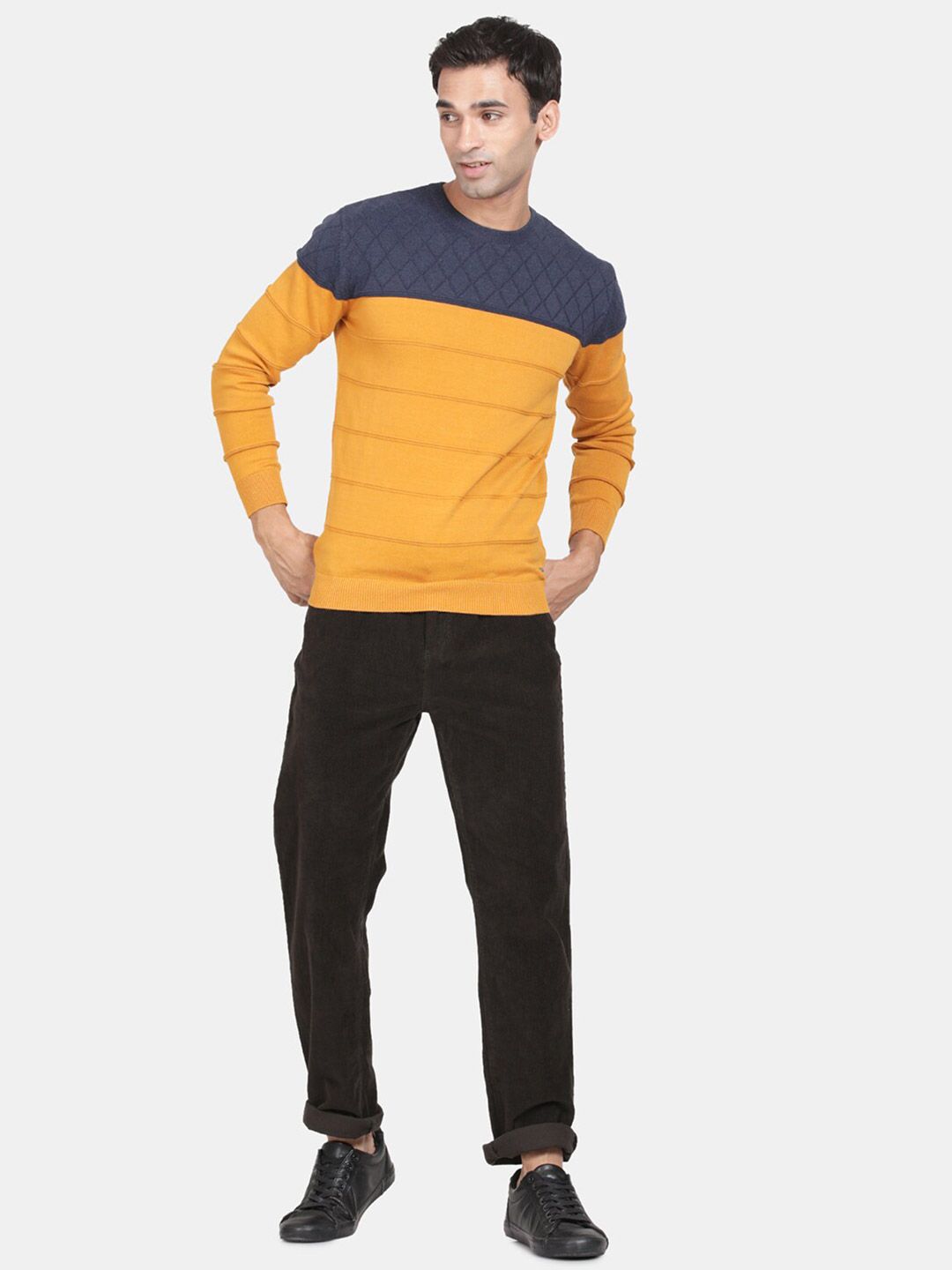 T-Base Colourblocked Long Sleeves Cotton Pullover