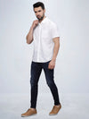 Half Sleeve White Cotton Linen Shirt