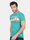 T-Base Men Green Printed T-Shirt