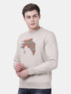 T-Base Men Beige Printed Sweatshirt