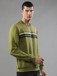 T-Base Striped Round Neck Long Sleeve Pullover Sweatshirt