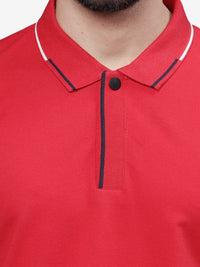 Half Sleeve Haute Red Polo Collar T-Shirt