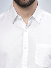 Half Sleeve White Cotton Linen Shirt