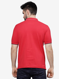 Half Sleeve Haute Red Polo Collar T-Shirt