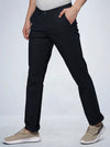 Navy Linen Look Cotton Stretch Chino Pants