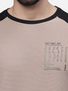 T-Base Men Typography Colourblocked Drop-Shoulder Sleeves Monochrome Applique T-Shirt