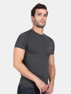 T-Base Men Black Striped Slim Cotton Fit T-Shirt