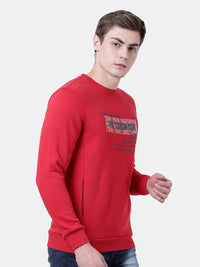 T-Base Men Red Printed Sweatshirt