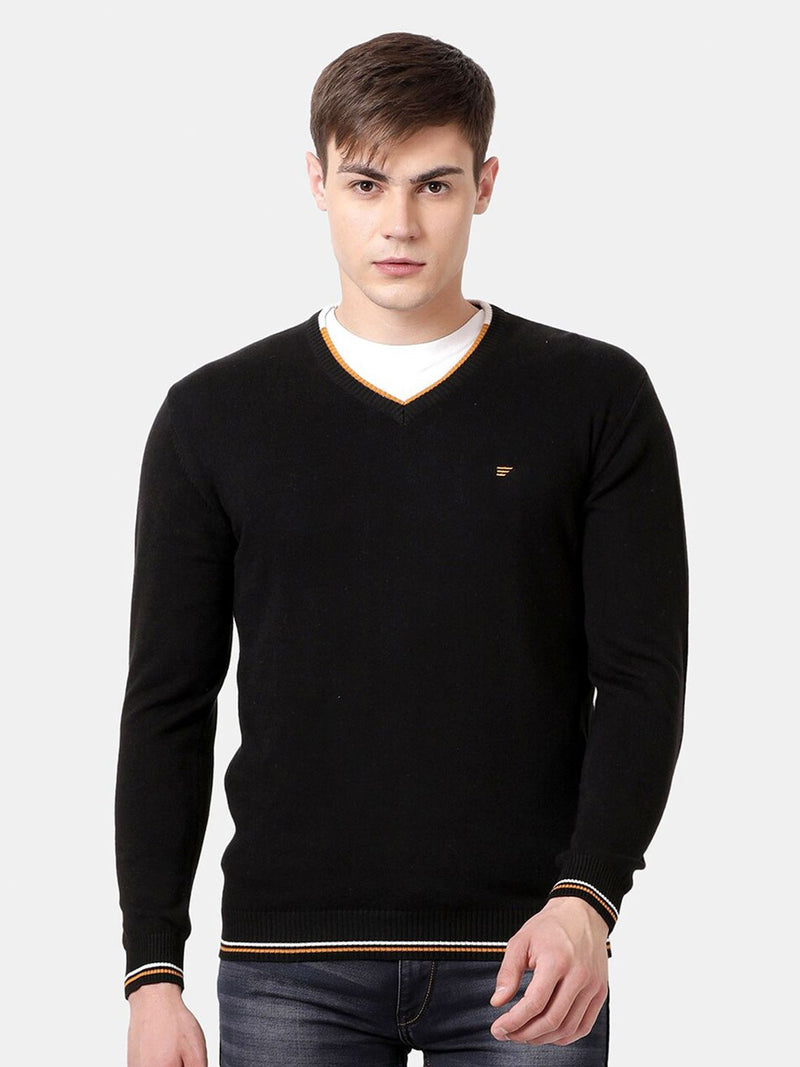 T-Base Men Solid Black Pullover