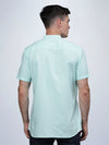 Half Sleeve Aqua Cotton Kurta Linen Shirt