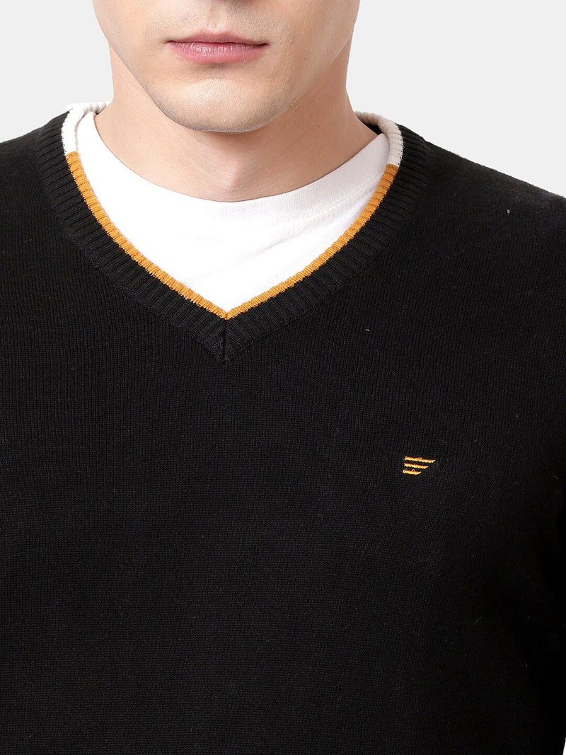 T-Base Men Solid Black Pullover