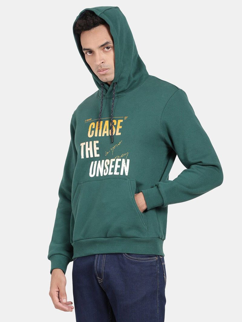 T-Base Typography Printed Hooded Pullover Sweatshirt