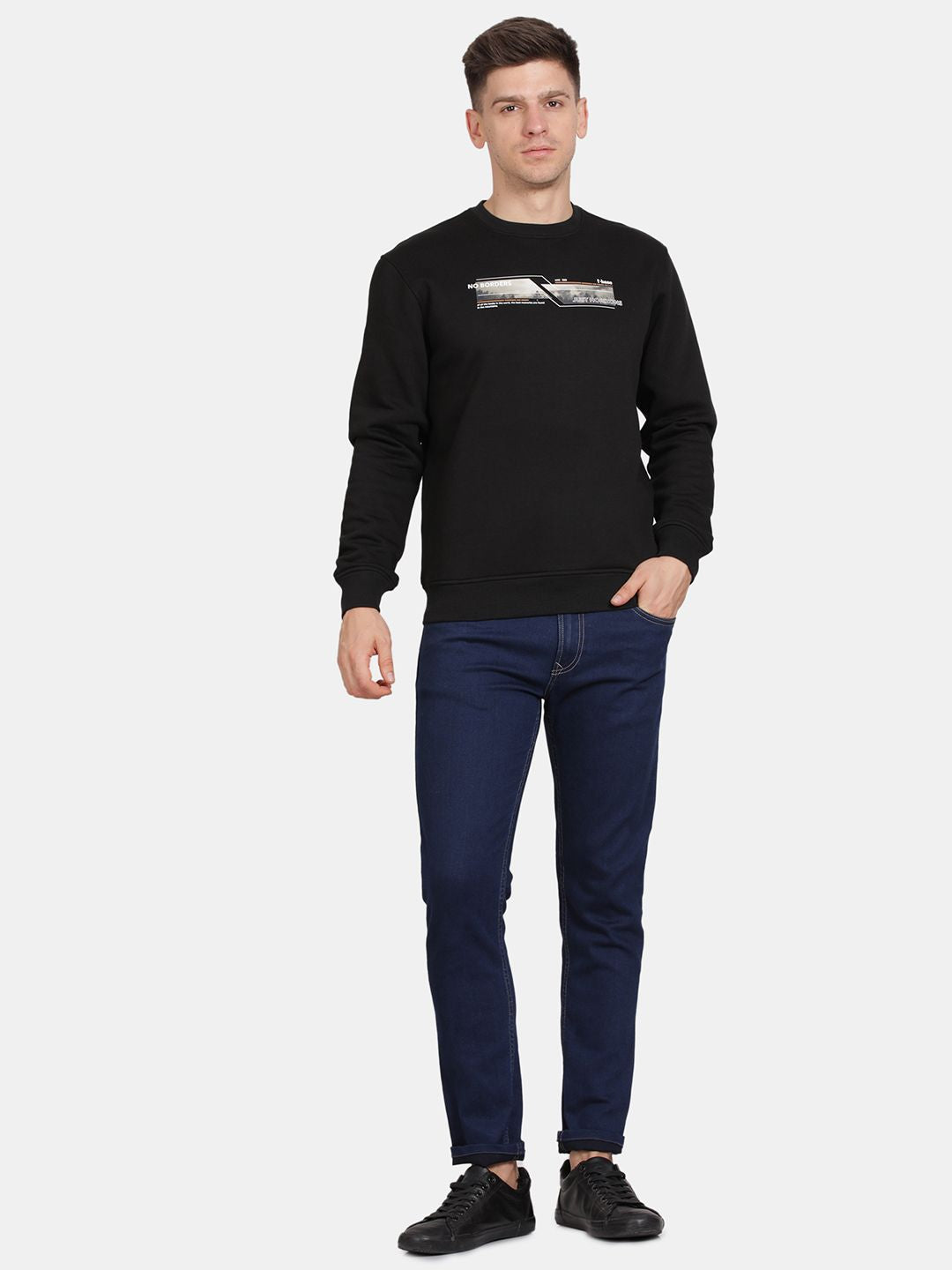 T-Base Men Round Neck Graphic Printed Sweatshirt