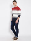 T-Base Men Red Striped Pullover Sweater