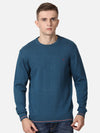 T-Base Men Blue Solid Cotton Pullover