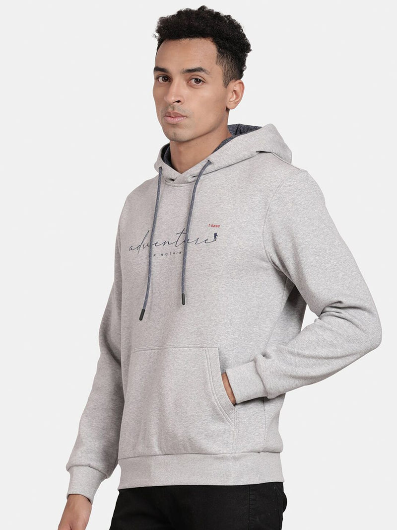 T-Base Typography Printed Hooded Sweatshirt