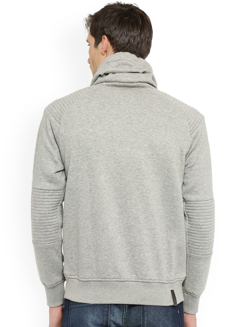 T-Base Men Grey Melange Solid Sweatshirt