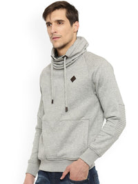 T-Base Men Grey Melange Solid Sweatshirt