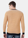 T-Base Men Yellow & White Cable Knit Sweater