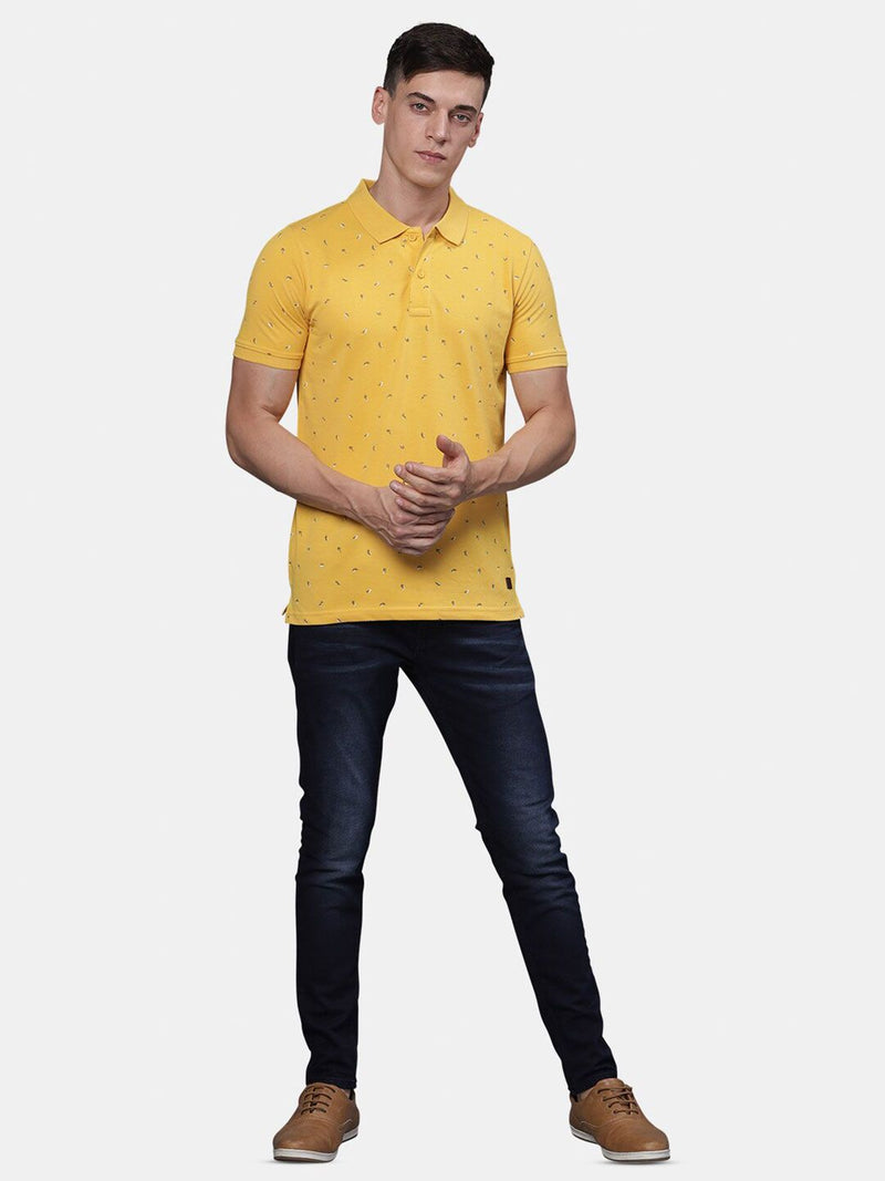 T-Base Men Printed Polo Collar Pockets T-Shirt