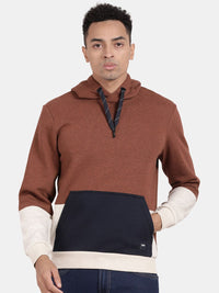 T-Base Colourblocked Hooded Cotton Sweatshirt