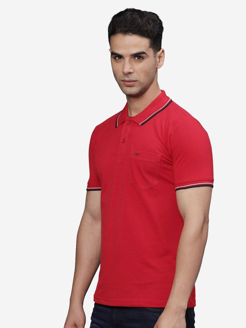 Half Sleeve Broken White Polo Collar T-Shirt With Chest Pocket