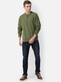 T-Base Men Olive Green Sweatshirt