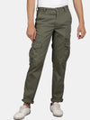 T-Base Men Mid-Rise Flat-Front Plain Zip Cotton Cargos Trouser