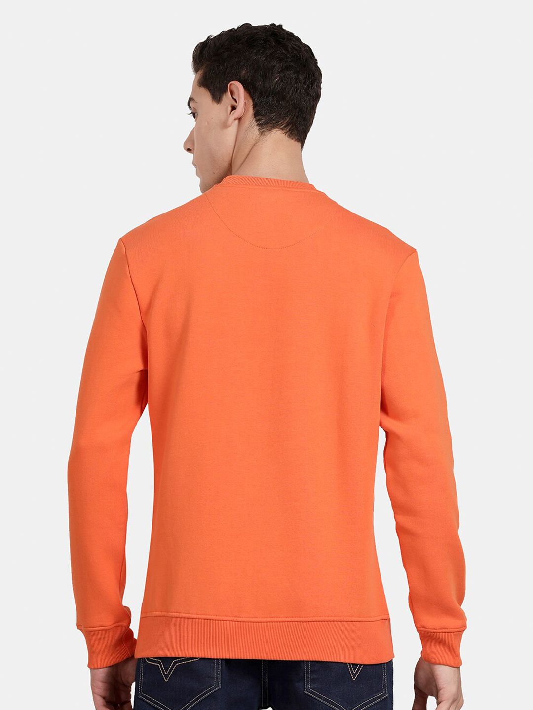 T-Base Men Orange Printed Sweatshirt