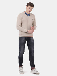 T-Base Men Beige Long Sleeve Pullover