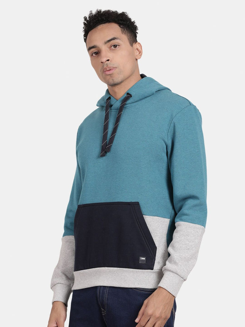 T-Base Colourblocked Hooded Pullover Sweatshirt