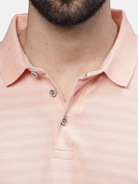 T-Base Men Striped Polo Collar Pockets T-Shirt