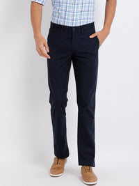 T-Base Men Navy Blue Easy Wash Trousers