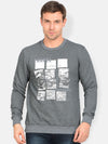 T-Base Men Grey Printed Sweatshirt