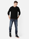 T-Base Men Black Solid Cotton Pullover