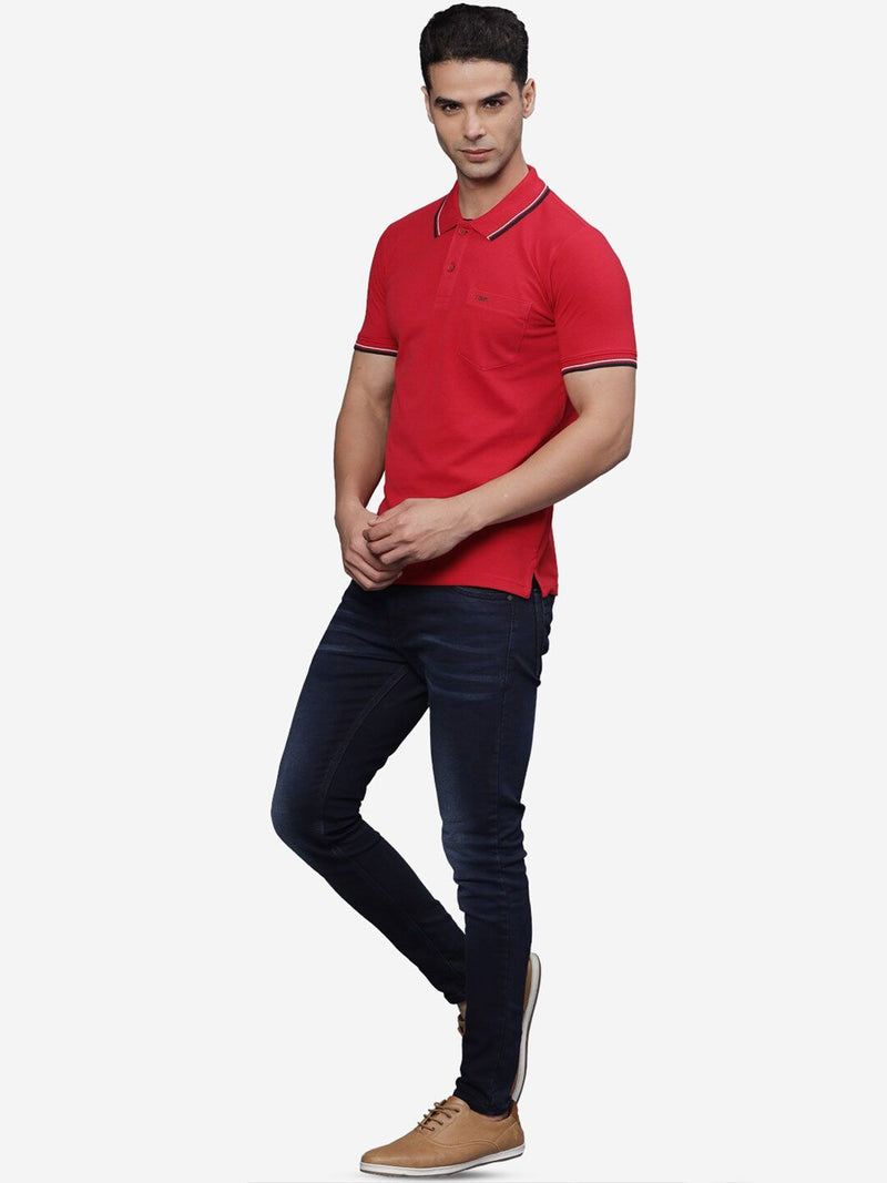 Half Sleeve Broken White Polo Collar T-Shirt With Chest Pocket