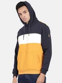 T-Base Colourblocked Hooded Cotton Sweatshirt