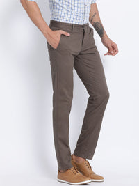 T-Base Men Brown Easy Wash Chinos Trousers