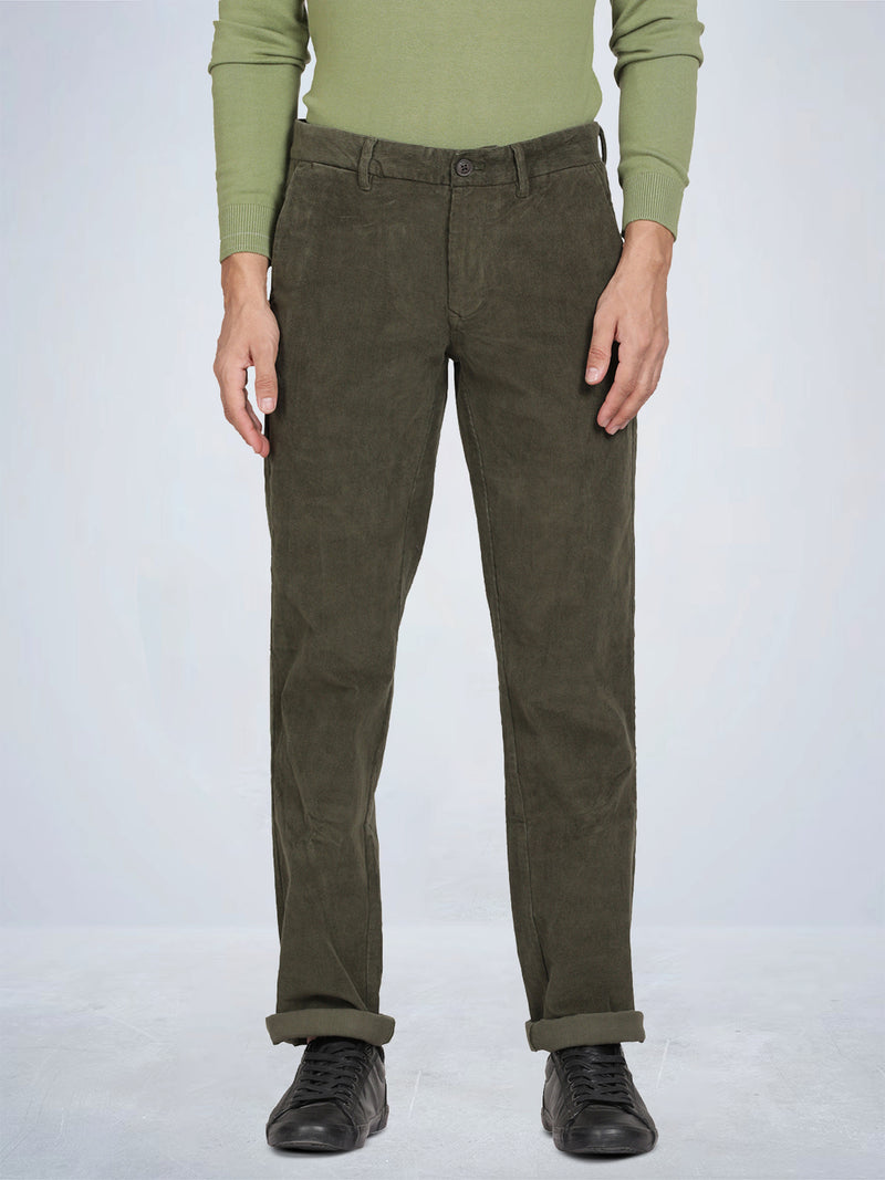 Lt Olive Corduroy Stretch Chino Pants