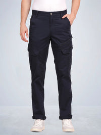 Navy Solid Cargo Pants