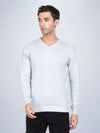 V Neck Sky Blue Melange Full Sleeve Pullover