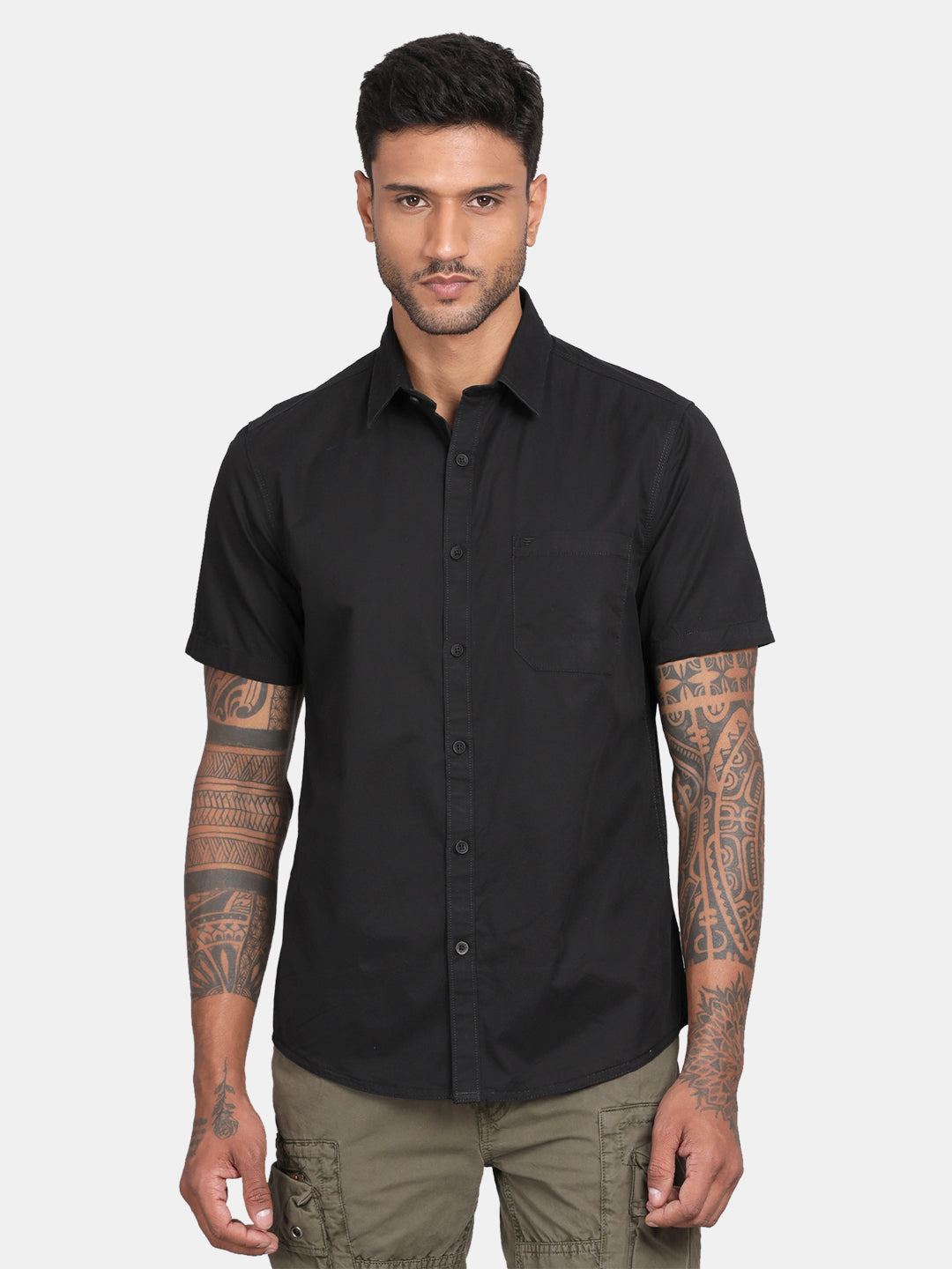 HALF SLEEVE COTTON TWILL SHIRT