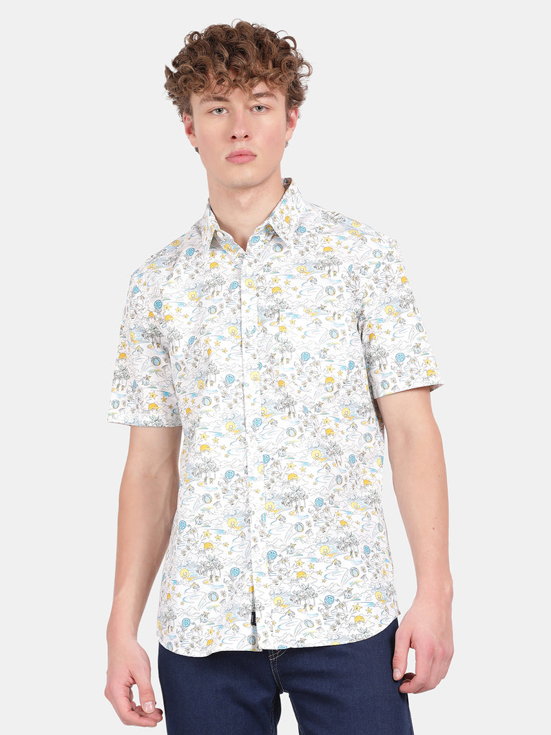 HALF SLEEVE COTTON PRINTED SHIRT