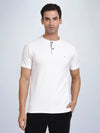 Half Sleeve Broken White Henley T-Shirt