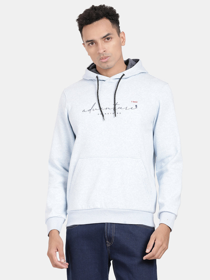 T-Base Typography Printed Hooded Sweatshirt