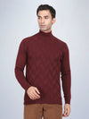 High Neck Wine Full Sleeve Pullover