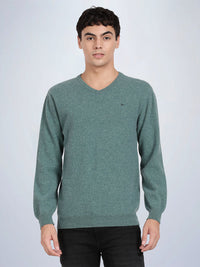 V Neck Lambswool Porcelain Full Sleeve Pullover