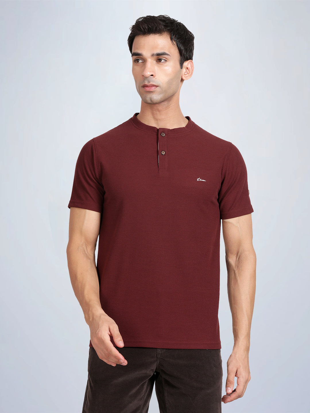 Half Sleeve Wine Henley T Shirt Shop T base